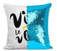 Fabulous Coussin avec Housse Sequin - Paillettes Turquoise Vive le Vélo [40 x 40 cm] Turquoise G