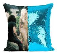 Fabulous Coussin avec Housse Sequin - Paillettes Turquoise Woodstock Hippie Festival de Musique 1969 [40 x 40 cm] Turquoise G