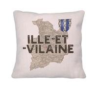 Fabulous Coussin avec sa Housse en Lin - Ille et Vilaine 35 Departement Rennes Carte Ancienne Rare - 40 x 40 cm