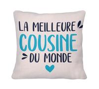 Fabulous Coussin avec sa Housse en Lin - La Meilleure Cousine du Monde Famille Cousins - 40 x 40 cm