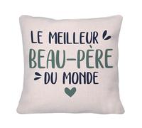Fabulous Coussin avec sa Housse en Lin - Le Meilleur Beau-Père du Monde Famille - 40 x 40 cm