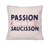 Fabulous Coussin avec sa Housse en Lin - Passion Saucisson Charcuterie France Apéro - 40 x 40 cm