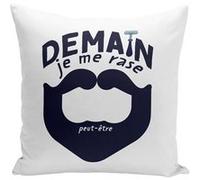 Fabulous Coussin blanc Demain je me rase (peut-être) [40x40 cm] Blanc G