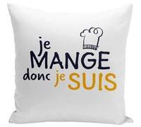 Fabulous Coussin blanc Je Mange donc je Suis [40x40 cm] Blanc G