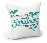 Fabulous Coussin Blanc La Meilleure Jardiniere du Monde [40x40 cm] Blanc G