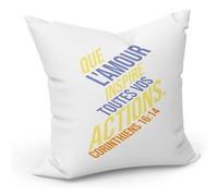 Fabulous Coussin Blanc Que L'amour Inspire Toutes Vos Actions Bible [40x40 cm] Blanc G