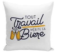 Fabulous Coussin blanc Tout Travail mérite sa Bière [40x40 cm] Blanc G