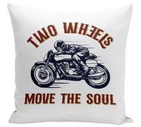Fabulous Coussin blanc Two Wheels Move the Soul [40x40 cm] Blanc G