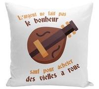 Fabulous Coussin blanc Vielle à roue - L'argent ne Fait Pas le Bonheur [40x40 cm] Blanc G