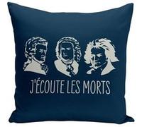 Fabulous Coussin bleu J'écoute les morts Bach Mozart Beethoven [40x40 cm] Bleu G