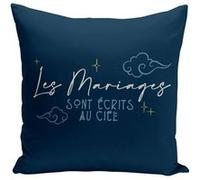 Fabulous Coussin bleu Les Mariages sont écrits au Ciel [40x40 cm] Bleu G