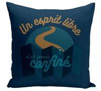 Fabulous Coussin bleu Un Esprit Libre, Jamais Confiné [40x40 cm] Bleu G