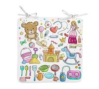 Fabulous Coussin de Chaise Carré Aquarelle Chateau Princesse Jouet Enfant Dessin Mignon - 40cm - Galette de Chaise