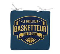 Fabulous Coussin de Chaise Carré Bleu - Le Meilleur Basketteur du Monde Sport Basket Sportif Basketball - 40 x 40 cm - Galette de Chaise