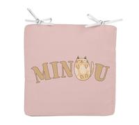 Fabulous Coussin de Chaise Carré Rose - Minou Mignon Animal Chat Enfant - 40 x 40 cm - Galette de Chaise