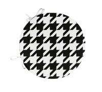 Fabulous Coussin de Chaise Rond Motif Pied de Poule Noir Geometrique Abstrait Damier Textile - 40cm - Galette de Chaise