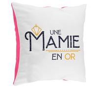 Fabulous Coussin en Peluche Rose - Une Mamie en Or Grand-Mère Amour Famille - 40 x 40 cm - Toucher Peluche - Housse et Coussin Inclus