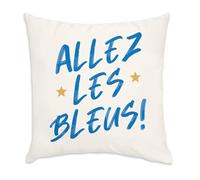 Fabulous Coussin en Velours Blanc - Allez Les Bleus ! Sport Foot France Team Football - 40 x 40 cm - Toucher Velours - Housse et Coussin Inclus