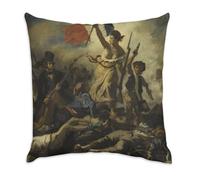 Fabulous Coussin en Velours Blanc - Eugene Delacroix La Liberte Guidant Le Peuple Revolution - 40 x 40 cm - Toucher Velours - Housse et Coussin Inclus