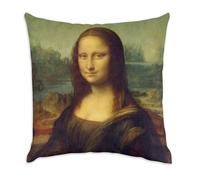 Fabulous Coussin en Velours Blanc - Mona Lisa La Joconde De Vinci Peinture Historique - 40 x 40 cm - Toucher Velours - Housse et Coussin Inclus