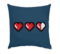 Fabulous Coussin en Velours Bleu - Coeur Vie Jeux Video Pixel Life Arcade Retro Gaming Video Game - 40 x 40 cm - Toucher Velours - Housse et Coussin Inclus