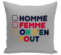 Fabulous Coussin gris Homme Femme On s'en Fout [40x40 cm] Gris G