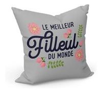 Fabulous Coussin Gris Le Meilleur Filleul du Monde [40x40 cm] Gris G