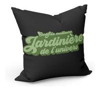Fabulous Coussin Noir Certifiée meilleure Jardiniere de l'univers [40x40 cm] Noir G