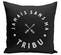Fabulous Coussin noir Jamais sans ma Tribu Famille [40x40 cm] Noir G