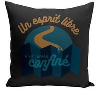 Fabulous Coussin noir Un Esprit Libre, Jamais Confiné [40x40 cm] Noir G