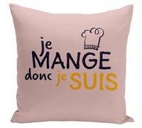 Fabulous Coussin rose Je Mange donc je Suis [40x40 cm] Rose G