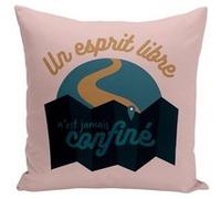 Fabulous Coussin rose Un Esprit Libre, Jamais Confiné [40x40 cm] Rose G