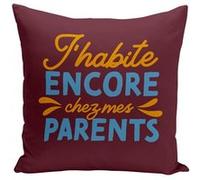 Fabulous Coussin rouge J'habite Encore Chez Mes Parents [40x40 cm] Rouge G