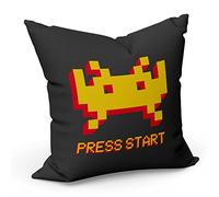 Fabulous Coussin Taie 40 x 40 cm Press Start Invaders Jeux Video Retro Gaming Classique