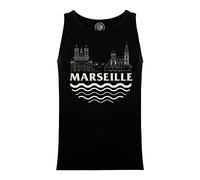 Fabulous Débardeur Homme 100% Coton Noir Marseille Minimalist France Ville Pastis Om