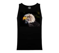 Fabulous Débardeur Homme 100% Coton Noir Tete Aigle Pygargue Embleme Etats Unis Photo Oiseau De Proie