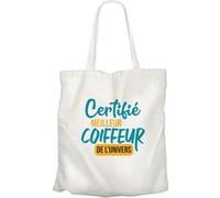 Fabulous Grand sac pour shopping Certifié meilleur Coiffeur de l'univers Blanc G