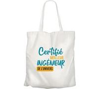 Fabulous Grand sac pour shopping Certifié meilleur Ingenieur de l'univers Blanc G