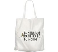 Fabulous Grand sac pour shopping La Meilleure Architecte du Monde Blanc G