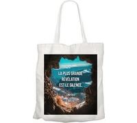 Fabulous Grand sac pour shopping La Plus Grande Révélation Est Le Silence Lao Tseu Blanc G