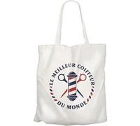 Fabulous Grand sac pour shopping Le Meilleur Coiffeur du Monde Blanc G