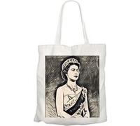 Fabulous Grand sac pour shopping Reine Elisabeth II Portrait Art Style Crayon Blanc G