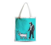 Fabulous Grand Sac Shopping Plage Etudiant Banksy Chien Keith Harring Graff Street Art Bleu