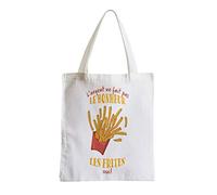 Fabulous Grand Sac Shopping Plage Etudiant Frites - L'argent ne Fait Pas le Bonheur Street Food