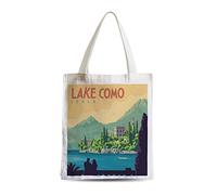 Fabulous Grand Sac Shopping Plage Etudiant Lac de Come Italie Affiche Poster Vintage Voyage Art Deco 30's