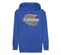 Fabulous Hoodie Sweat à Capuche Enfant Bleu La Réunion 974 Ile Departement Carte Ancienne France - Premium