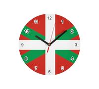 Fabulous Horloge Murale en Verre - Drapeau Pays Basque Football Sport Equipe Nationale - Diamètre 20 cm - Blanc