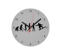 Fabulous Horloge Murale en Verre - Evolution Snowboard Sport d'hiver Athlète - Diamètre 20 cm - Gris