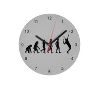 Fabulous Horloge Murale en Verre - Evolution Tennis Sport Athlète Tennisman - Diamètre 20 cm - Gris