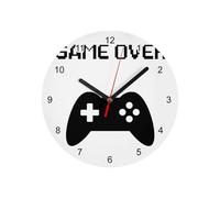 Fabulous Horloge Murale en Verre - Game Over Retro Gaming Jeux Video Manette Console - Diamètre 20 cm - Blanc